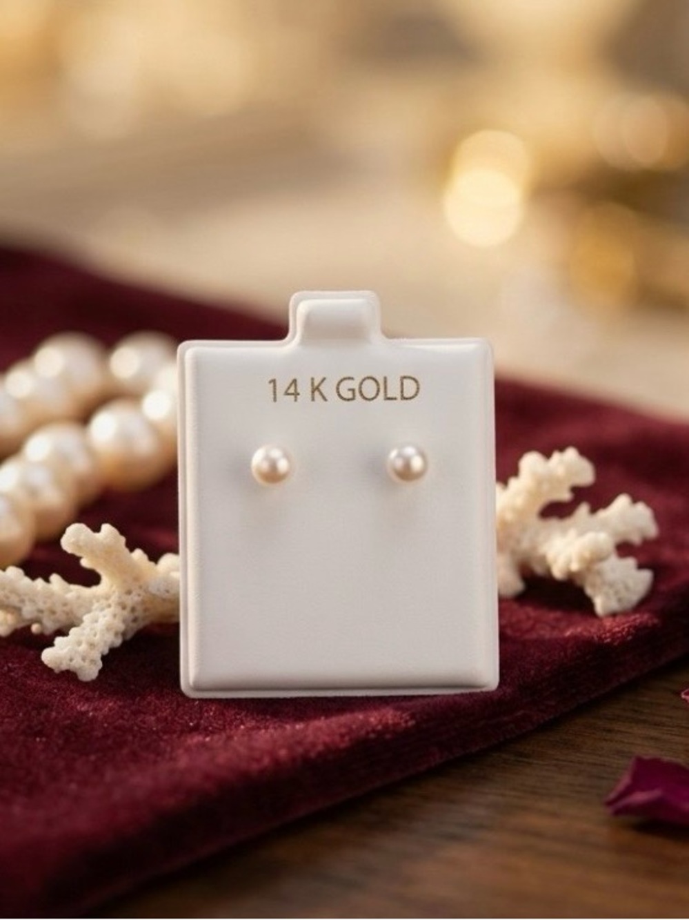 14K Gold & Freshwater Pearl Stud Earrings 4MM - Classic White Pearl